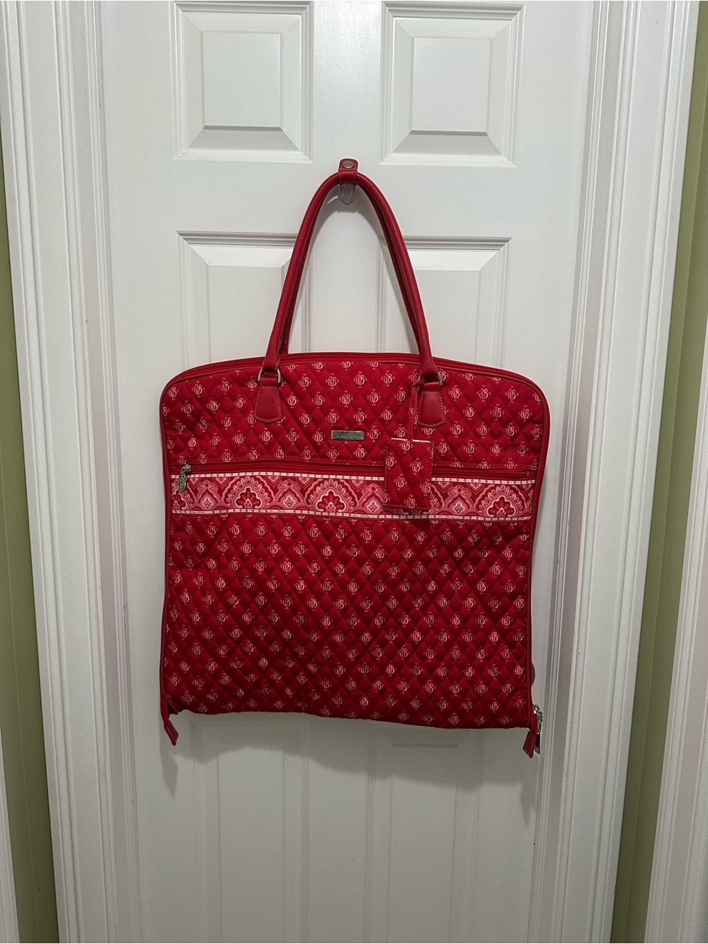 Vera Bradley Hanging Travel Garment Bag in the vintage Nantucket Red pattern